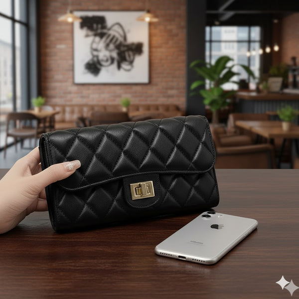 Quilted Long Wallet for Women