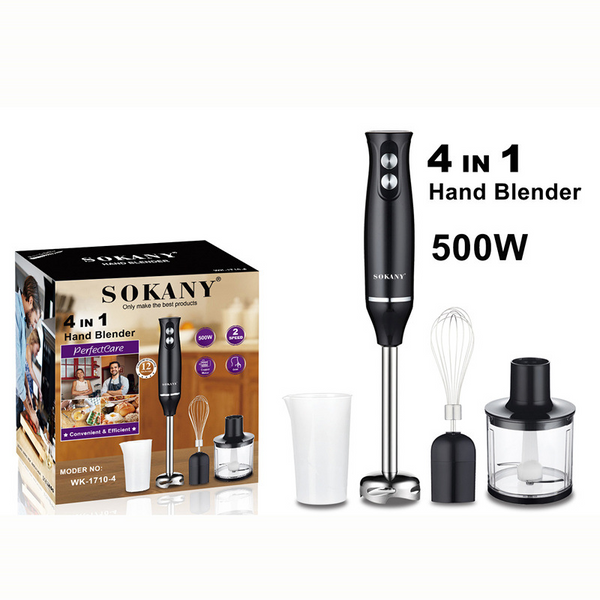 Hand Blender 4-in-1 Electric Set with whisk, chopper, bowl & beaker