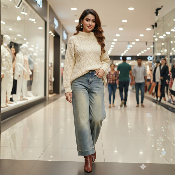 JN-004 Effortlessly Chic Wide-Leg Denim Jeans