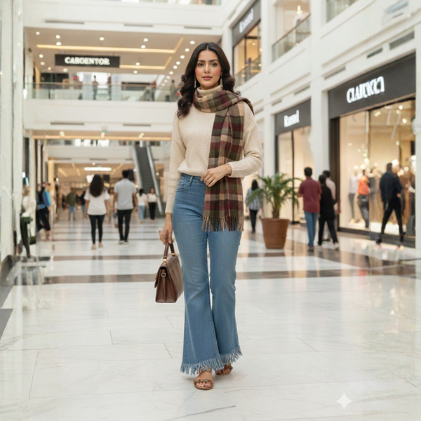 JN-0014 High-Rise Flared Fringe Hem Jeans